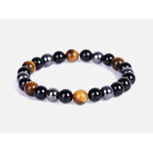 Defancy Triple Protection Bracelet Hematite Obsidian Tiger Eye Beaded Healing